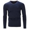 Sweter męski Tommy Hilfiger granatowy jedwab z dekoldem v-neck
